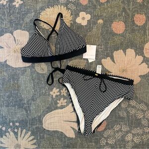 La Blanca Black and White Striped Bikini Set
